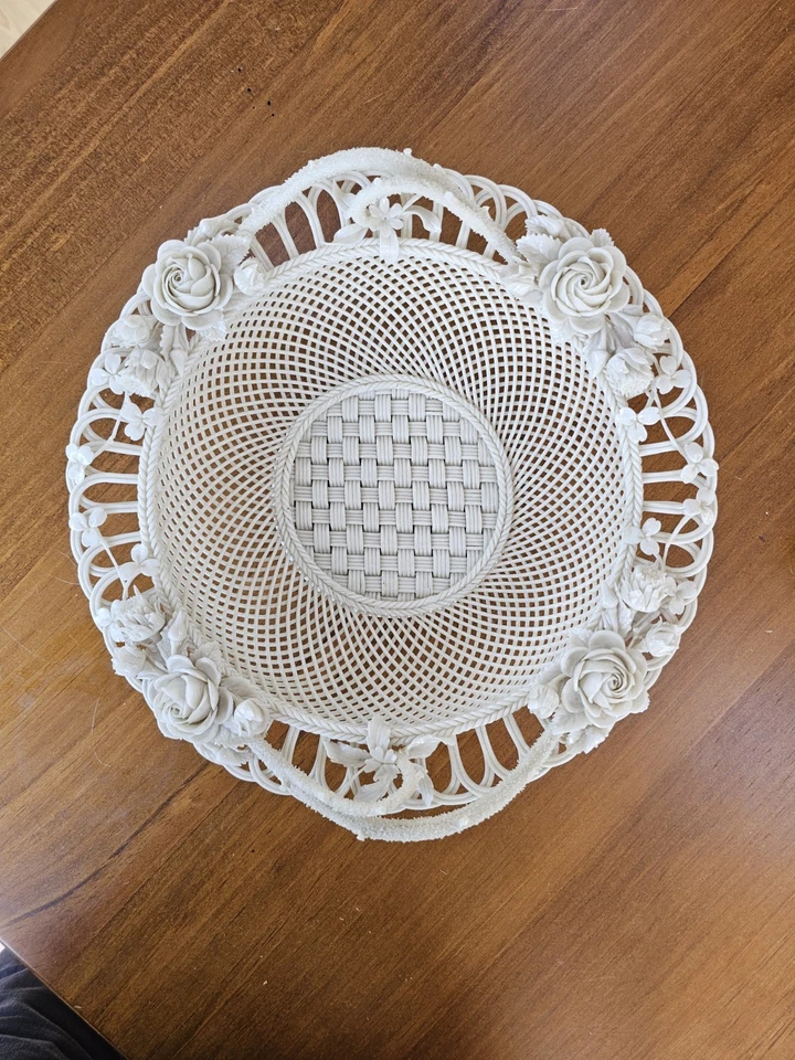 Antique Belleek Sydenham Four Strand Basket Floral Irish Porcelain c1900 24cm - Image 1 of 4