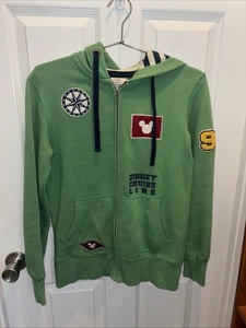 Sudadera con Capucha Verde Disney Cruise Line De Colección con Bolsillos Logotipos Disney Talla Pequeña Para Mujer’s - Imagen 1 de 7
