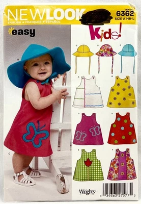 2004 New Look Sewing Pattern 6362 Babies Dress & Hat Size NB-L Vintage 17656 - Image 1 of 2