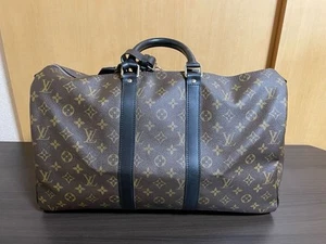 Louis Vuitton Handle Black Monogram Macassar Keepall Bandouliere 45 Boston Bag - Picture 1 of 10