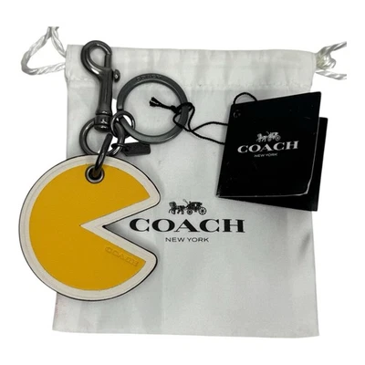 2016 Coach Pac Man Chaveiro Bolsa Charme #F56751 Amarelo Preto PAC-MAN Novo - Imagem 1 de 4