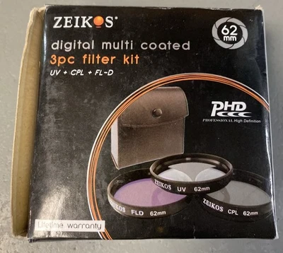 Zeikos ZE-FLK62 62mm Multi-Coated 3-Piece Filter Kit (UV-CPL-FLD) - Image 1 of 4