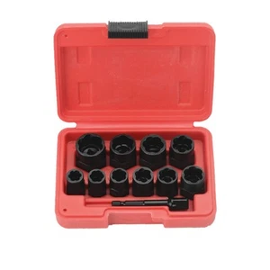 11PC 3/8" Drive Impact Bolt Nut Remover Set Twist Socket Screw Extractor Tool... - Picture 1 of 4