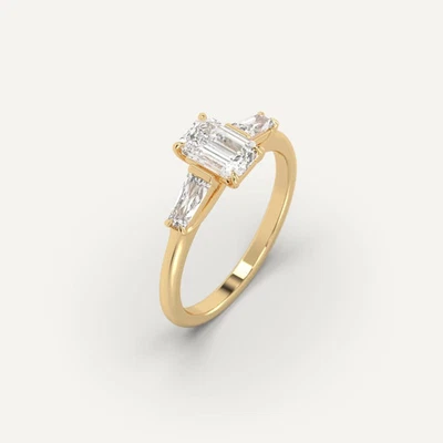 1.4 carat Emerald Cut Engagement Ring | 100% Natural Diamond in 14k Yellow Gold - Image 1 of 4