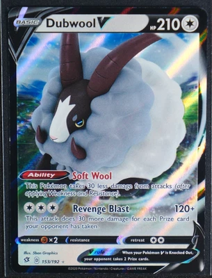 Dubwool V Ultra Rare SWSH02: Rebel Clash 153/192 NM - Image 1 of 2