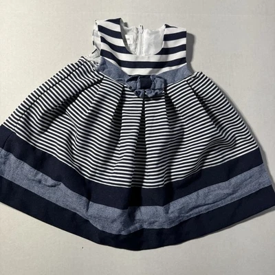 Vestido Bonnie Jean 12m Niñas Azul Rayas Náutico  Foto 1 de 3