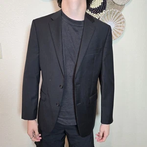 Lauren Ralph Lauren Blazer Jacket Men 38R Black Wool Blend  - Picture 1 of 14