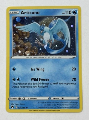 Articuno 036/195 Holographic Rare Silver Tempest Pokemon SWIRL 🌀 - Image 1 of 3