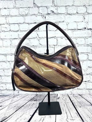 De colección Nuevo con Etiquetas - Bolso de Mano Kate Landry Retro Años 70 Multi-Textura Cuero/Gamuza/Serpiente Foto 1 de 4