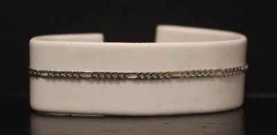 (RI1) 14K White Gold 7" Figaro Link Bracelet - 1.8 Grams -  2.3 MM - Image 1 of 4