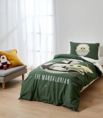 Licensed DISNEY STAR WARS SINGLE Bed Quilt Cover Set THE MANDALORIAN 100% COTTON - Image 1 of 3