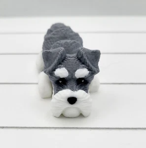3D Printed Schnauzer Dog Flexi Keyring Articulated Fidget, bag charm pet keyring - Picture 1 of 7