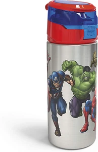 Zak Designs Marvel Comics Durable Single Wall Stainless Steel Water Bottle with - Picture 1 of 12