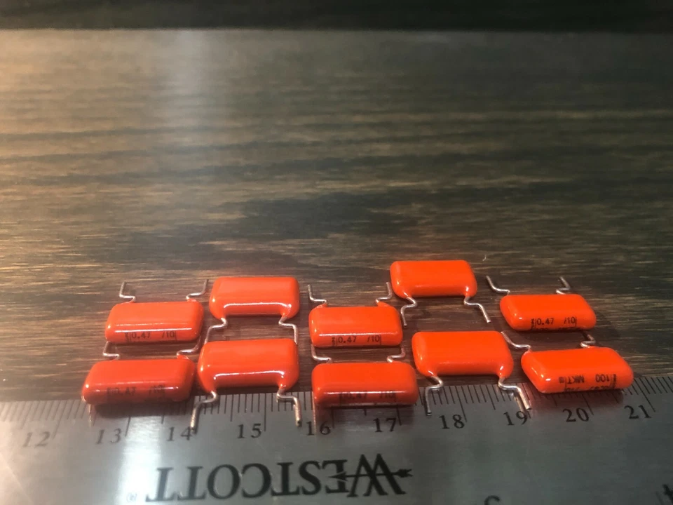 (Lote de 10) Condensadores de película Philips MKT .47uf 100v ¡Hi-Q! 0,47uf 470nf 15 mm paso Foto 1 de 1