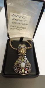 Vintage Sterling Amethyst (2ct) /semi prec stones Pendant (20902 jew mo - Picture 1 of 9