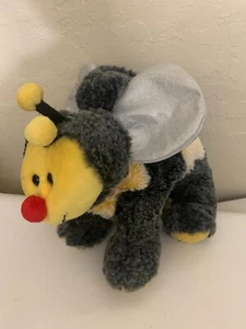 FUZZY Bumble Bee Plush Purse Yellow Pom Pom Zipper Pull Silver Wings Youth - Picture 1 of 5