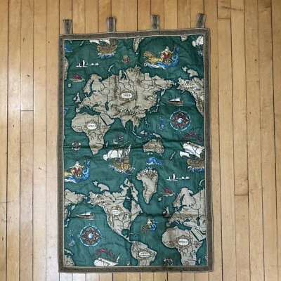 Vintage French Tapestry World Map Tapestry Home Decor Stunning Tapestry Antique - Image 1 of 4