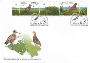 Birds Nature Gallinago Gallinago Crex Crex Lithuania Baltic FDC 2007 - Picture 1 of 1