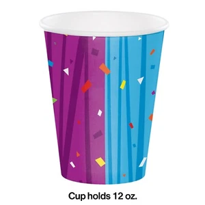 Birthday Paper Cups 8ct 12oz Party Favor Party Multi Color Paper Cups - Picture 1 of 1