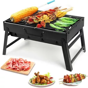 Folding Portable Camping BBQ Grill Picnic Campfire Over Fire Cooking Grate New - Picture 1 of 14