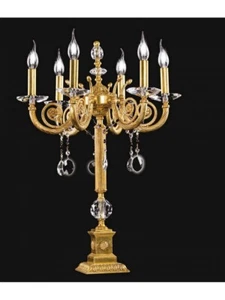 Flambeau Classic Table Lamp In Brass And Crystal - Picture 1 of 2