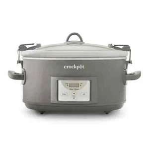Crock-Pot Programmable 7-Quart Cook and Carry Slow Cooker, Grey - Picture 1 of 7