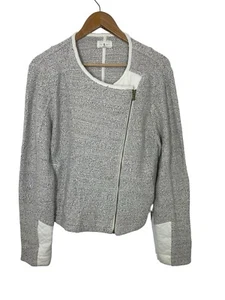 Lou & Grey Jacket Women's Size Large Black White Marled Asymmetrical Zip - Picture 1 of 7