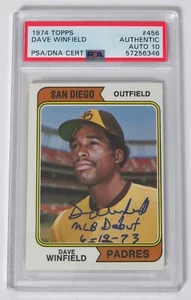Dave Winfield HOF Signed Autograph 1974 Topps RC Rookie Card # 456 PSA 10 Auto - Picture 1 of 4