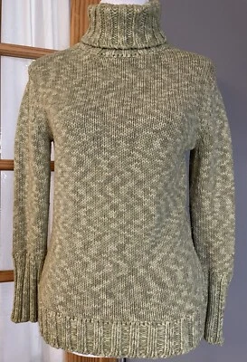 80s Gap Womens Cable Knit Sweater M Pullover Metallic Green Turtleneck Hong Kong - Image 1 of 4