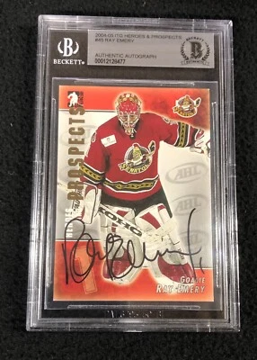 Ray Emery Signed 2004/05 Heroes and Prospects Card #45 Beckett Certified Black - Image 1 of 2