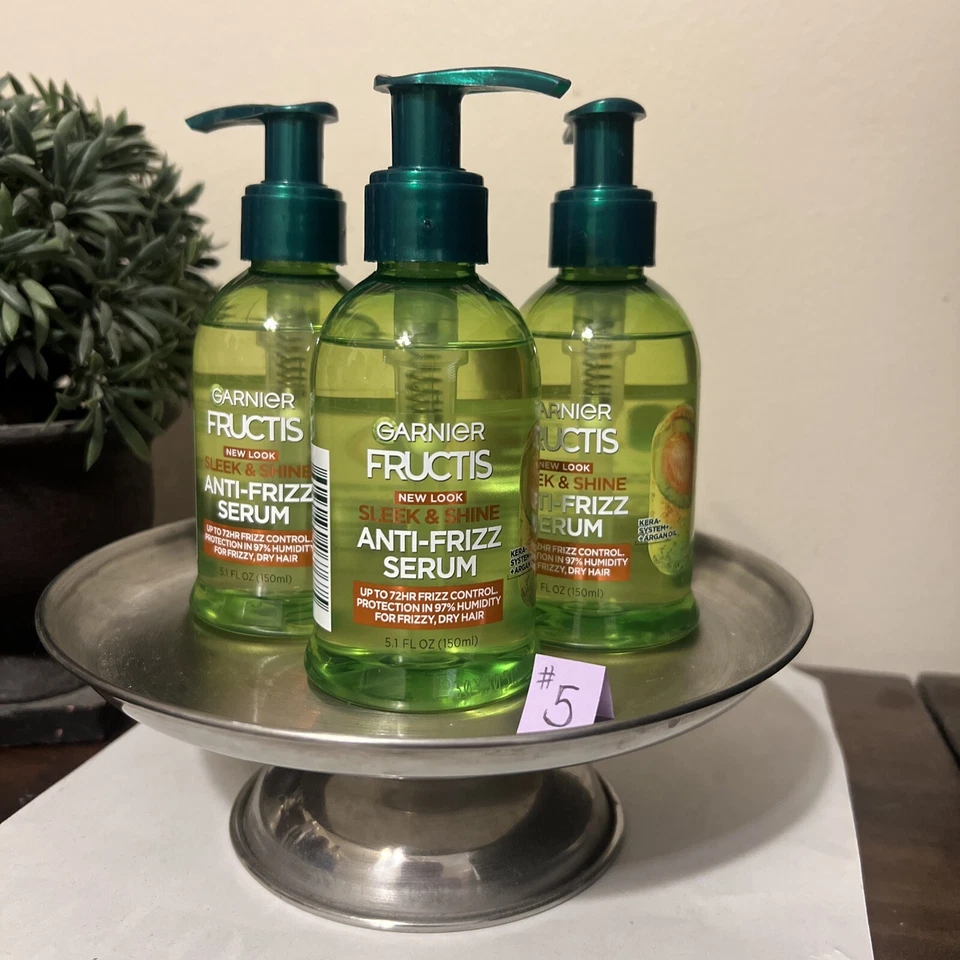 3x Garnier Fructis Anti-Frizz Serum Sleek and Shine - 5.1 oz - Image 1 of 2