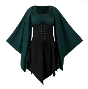 Medieval Renaissance Trumpet Sleeved Party Costume Fancy Dress - Medium (FD166) - Picture 1 of 3