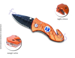COLTELLO TASCA PRONTO SOCCORSO INOX FRANGIVETRO TAGLIACINTURA CM15 AUSONIA 26532 - Foto 1 di 1