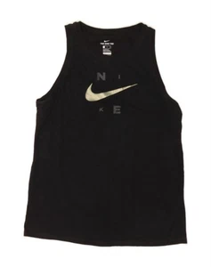 NIKE Womens Dri Fit Graphic Vest Top UK 10 Small Black Cotton SY08 - Picture 1 of 3