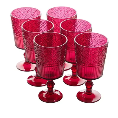 Victoria 14 OZ. Cáliz de acrílico rubí para todo uso (juego de 6) Foto 1 de 4