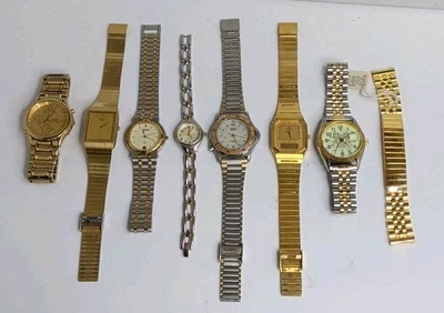 Lot of 7 Vintage Wrist Watches Mens Ladies Parts/Repair Gucci Acqua Coastguard C - Image 1 of 4