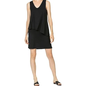 NWT Lilla P Black Double Layer V-Neck Sleeveless Dress Women's Medium - Picture 1 of 9