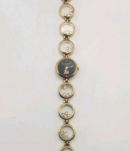 Reloj de vestir vintage para mujer Gloria Vanderbilt dorado negro diamante cisne - Imagen 1 de 7