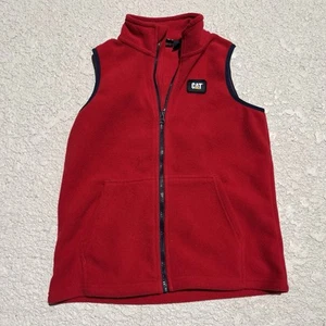 CAT Boy's Caterpillar Red Sleeveless Fleece Vest - Size Medium (10/12) - Picture 1 of 5