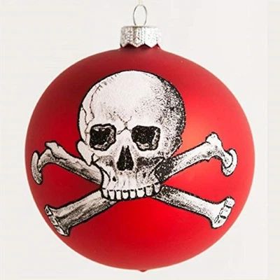Ornamento de Halloween bola de vidro polonês caveira venenosa e ossos cruzados por Thomas Glenn - Imagem 1 de 4