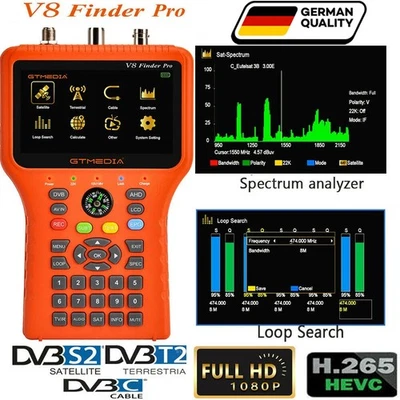 Profi Sat Finder GTMEDIA V8 Satelliten Messgerät SATFINDER DVB-S/S2/S2X 4.3" LCD - Bild 1 von 4