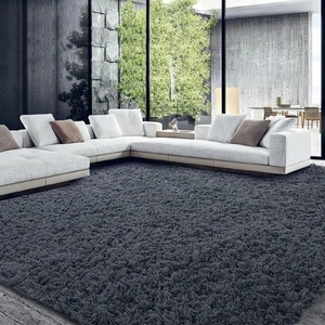 Fluffy Large Area Rug for Living Room 9x12 Feet, 2.4" Plush Dark Grey Carpets... - Picture 1 of 8