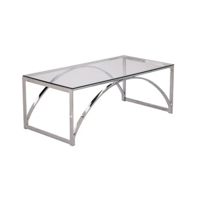 Mesa de centro rectangular de 48" de vidrio cromado y metal Foto 1 de 4