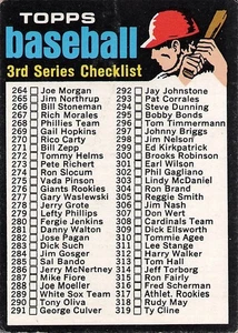 1971 Topps Baseball #206 3. Serie Checkliste (Karten 264-393) Sehr guter Zustand - Bild 1 von 2