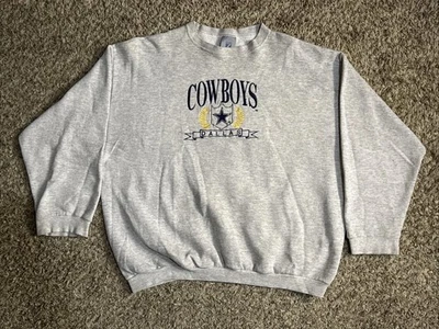 Sudadera bordada de fútbol americano NFL Dallas Cowboys vintage años 90 XL gris logotipo 7 Foto 1 de 4