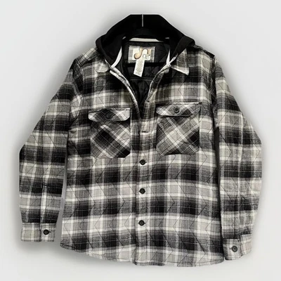 Sudadera con Capucha OP De Colección Para Hombres S Camisa de Franela a Cuadros Acolchada De Colección Negra Blanca Foto 1 de 4