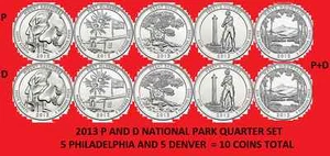 2013 America the Beautiful Quarter P & D 10 Coin Set UNC - Picture 1 of 1