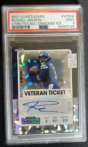 2021 Contenders Russell Wilson Veteran Ticket Auto Cracked Ice /21 SSP PSA 9 - Picture 1 of 2
