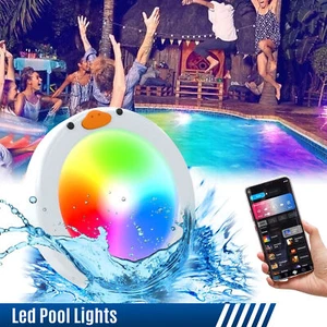 10W LED Pool Lights with APP Control,IP68 Waterproof 16 Color,White(No Remote)f - Picture 1 of 8