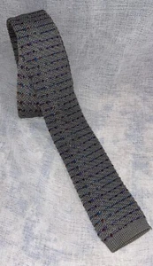 VTG Colours By Alexander Julian Knit Tie Gray Purple Red Blue Cotton USA 58” - Picture 1 of 9
